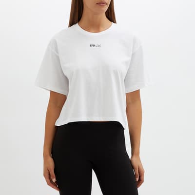 White Cropped Logo Cotton T-Shirt