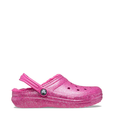 Younger Kid's Fuchsia Glitter Classic Lined Clog