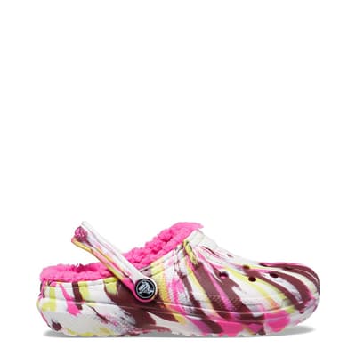Younger Kid's Pink Marbled Classic Lined Clog