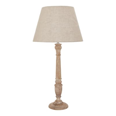 Delaney Natural Wash Spindle Lamp With Linen Shade