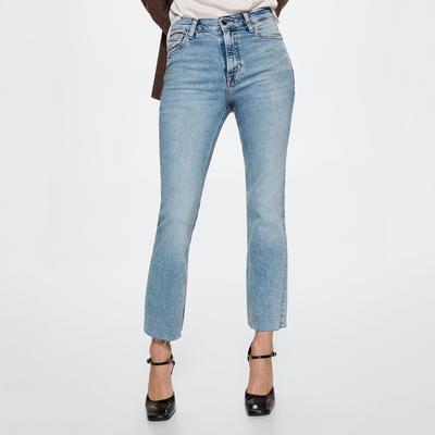 Mid Blue High-Waist Bootcut Stretch Jeans