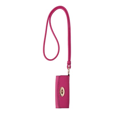 Mulberry Pink Classic Grain Leather Lipstick Case