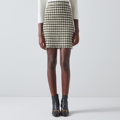 Black/Cream Keeler Cotton Blend Mini Skirt