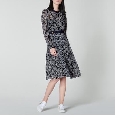 Blue Deneuve Belted Dress