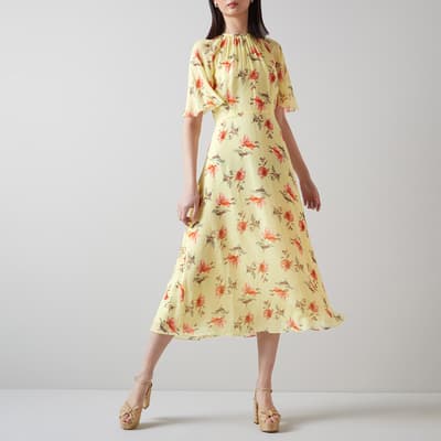 Yellow Elowen Floral Midi Dress