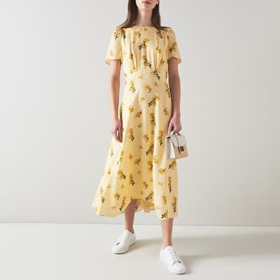 Yellow Boyd Printed Silk Midi Dress