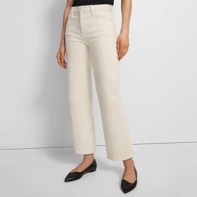 Cream Wide Crop Stretch Jeans