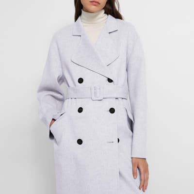 Light Blue Double Breasted Cashmere Blend Coat