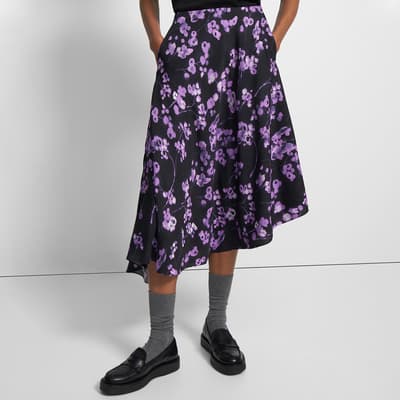 Purple/Black Floral Skirt