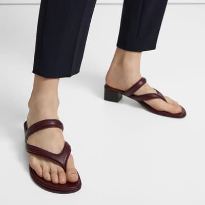 Burgundy Belted Leather Sandals