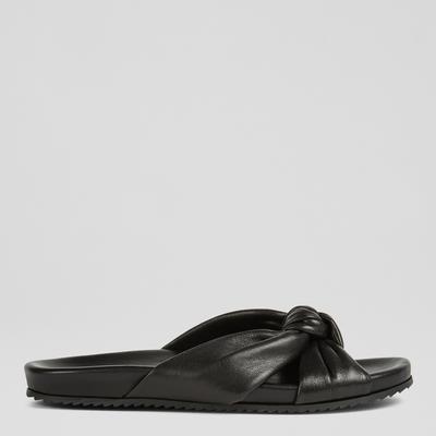 Black Valerie Bow Flat Sandals