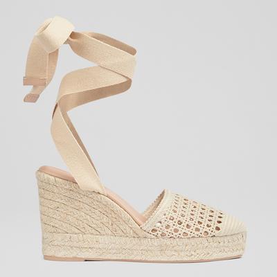 Beige Magnolia Strappy Wedge Espadrilles