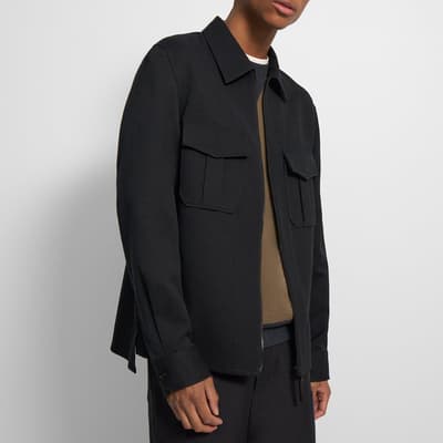Black Zipped Wool Blend Jacket