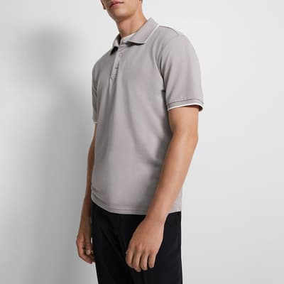Grey Precise Cotton Blend Polo Shirt