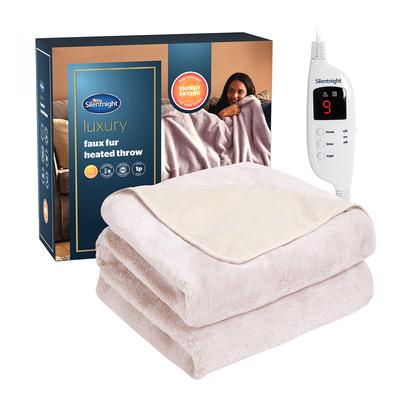 Luxury Faux Fur Heated Throw, Mink