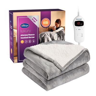 Luxury Sherpa Extra Large Heated Throw, Charcoal