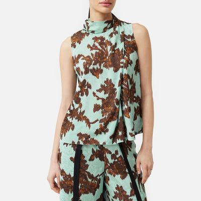 Teal/Brown Ikat Posy Jacquard Top