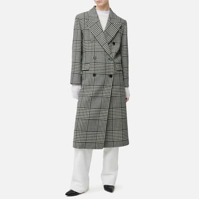Grey Italian Wool Check Overcoat