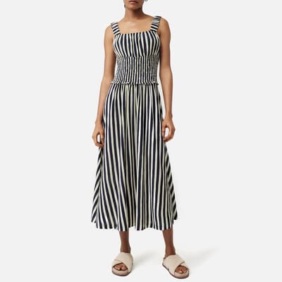 Black/Cream Cotton Slub Stripe Dress