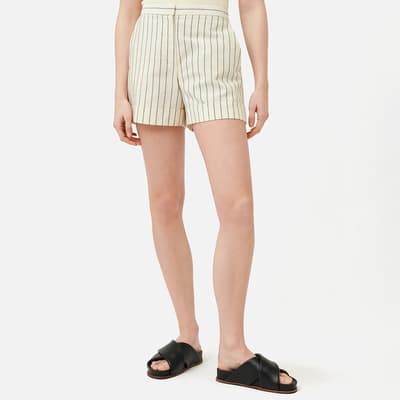 Cream Italian Pinstripe Shorts