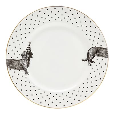 Set of 6 Plate Party Pup Mono Dinner Plate