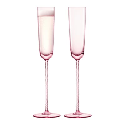 Champagne Theatre Champagne Flute 120ml Braid/Dawn Pink, Set of 2
