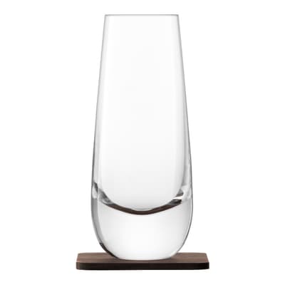 Whisky Islay Mixer Glass 325ml Clear & Walnut Coaster, Set of 2