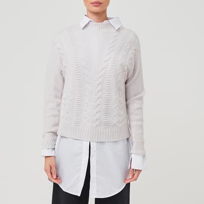 White Cashmere Cable Kniy Lilly Jumper