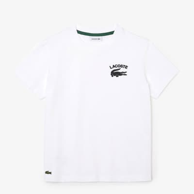 Teen Boy's White Logo Crew Neck T-Shirt