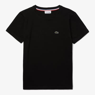 Teen's Black Embroidered Crew Neck T-Shirt