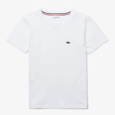 Kid's White Embroidered Crew Neck T-Shirt