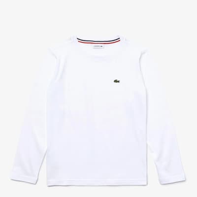 Teen Boy's White Logo Long Sleeve Top