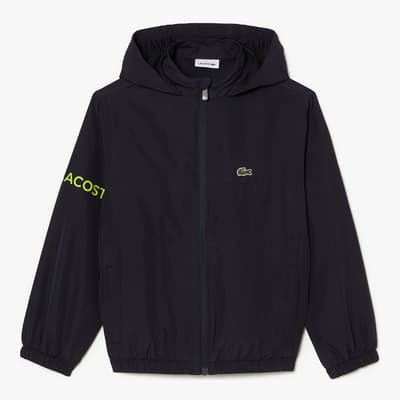 Teen Boy's Black Branded Zipped Jacket