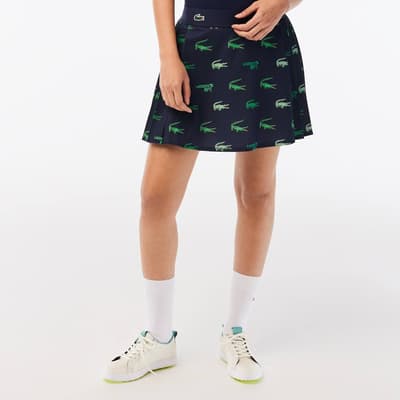 Navy/Green Crocodile Pattern Skirt