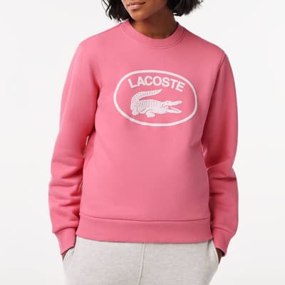 Pink Branded Crew Neck Cotton Sweatshirt