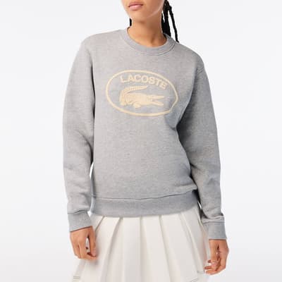 Grey Branded Crew Neck Cotton Sweatshirt