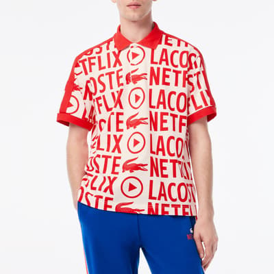 Red/Ecru Netflix Printed Polo Shirt