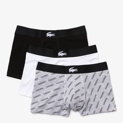 Black/White/Grey Small Logo 3 Pack Boxers