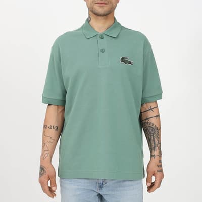 Green Branded Cotton Polo Shirt