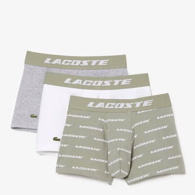 Green/White/Grey Branded 3 Pack Boxers
