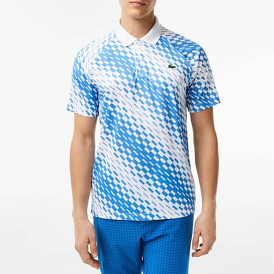 White/Blue Patterned Polo Shirt