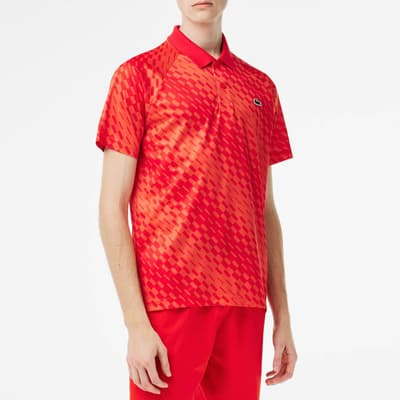 Red Patterned Polo Shirt