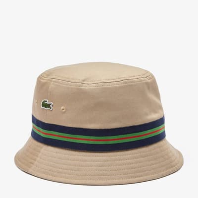 Beige/Green Branded Bucket Hat