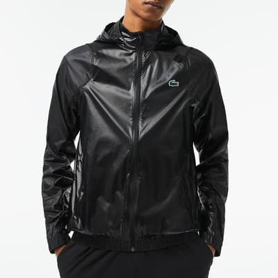 Black Branded Hooded Jacket