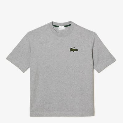 Grey Branded Crew Neck T-Shirt