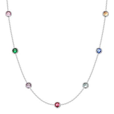 Silver Colorful Quartz Station Necklace