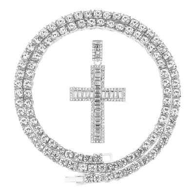 Silver Cz Cross Necklace