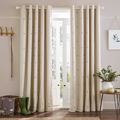 Bee 116x228cm Eyelet Black Out Curtains, Oatmeal