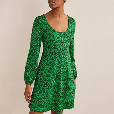 Green Button Front Jersey Dress