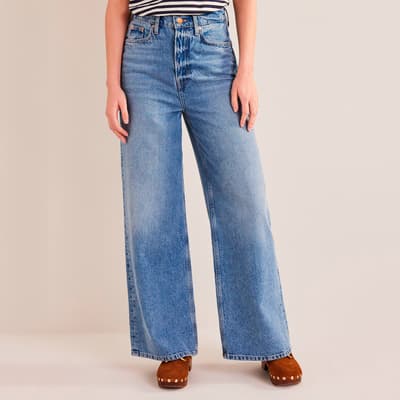 Blue Mid Rise Slouch Jeans